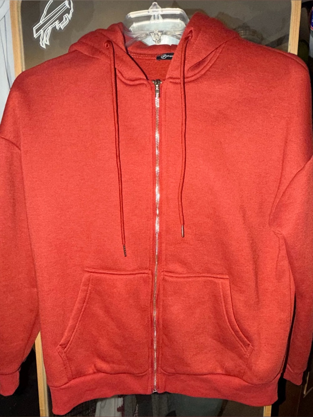 Womens Red Full-Zip Hooded Sweatshirt